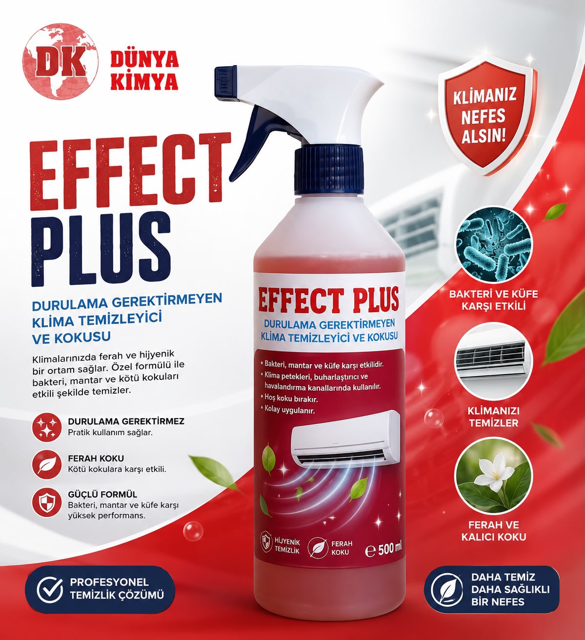Effect Plus Durulama Gerektirmeyen Klima Temizleyici ve Kokusu